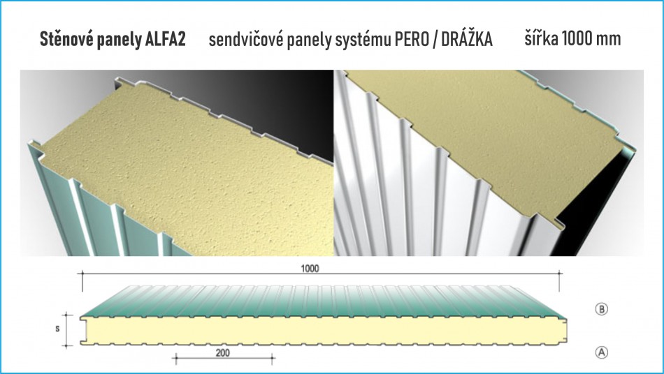 Tepelně izolační PUR panely - Stěnové panely ALFA2